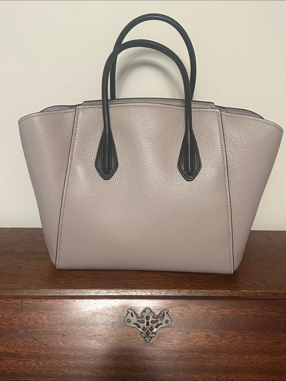 kate spade Two-Tone Pebbled Leather Tote in Dusty Rose and Black